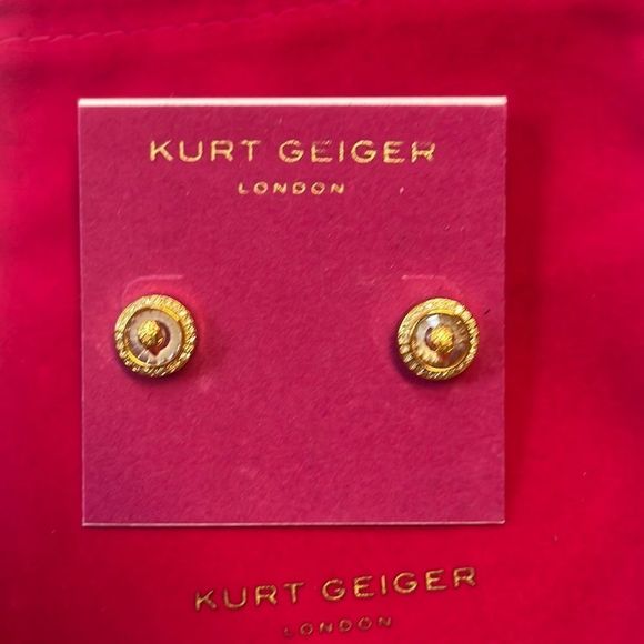 NWOT Kurt Geiger London Eagle gold studs - Picture 3 of 3